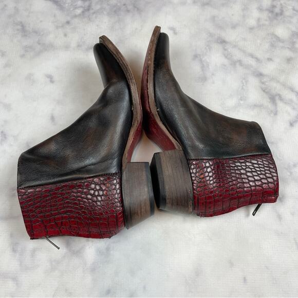 Freebird by Steven Rule Leather + Croc Embossed Ankle Booties - Picture 7 of 11